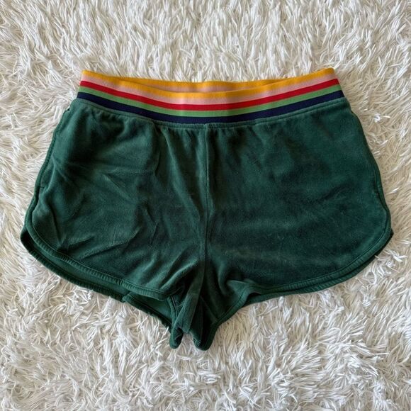 Wild Fable Green Velour Roller Skate Shorts with Rainbow Waistband Size M - Picture 1 of 5